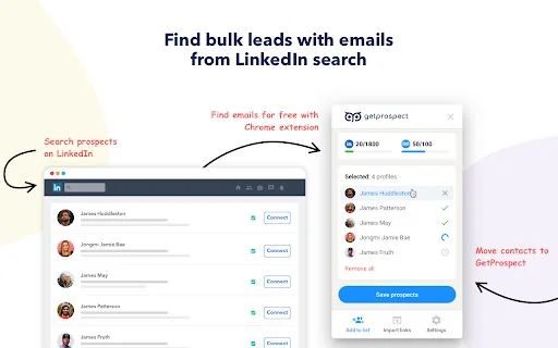 Email Finder – GetProspect डाउनलोड करें | LinkedIn पर ईमेल खोजें - Screenshot 1