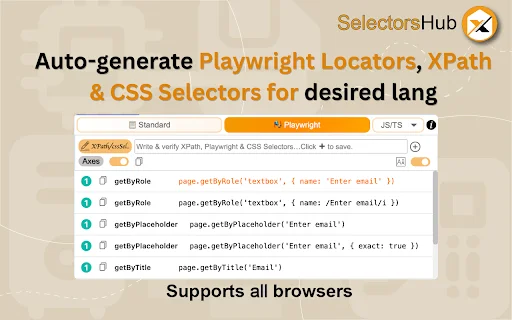 SelectorsHub डाउनलोड करें – Playwright, XPath और CSS लोकेटर टूल - Screenshot 1