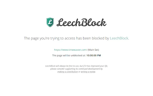 LeechBlock NG डाउनलोड करें – ध्यान भटकाने वाली वेबसाइट्स को ब्लॉक करें - Screenshot 1