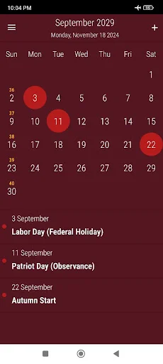 US Calendar 2026 डाउनलोड करें – छुट्टियां और रिमाइंडर के साथ - Screenshot 7