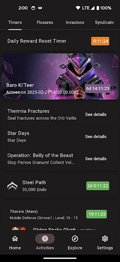 Cephalon Navis डाउनलोड करें – Warframe का सर्वश्रेष्ठ ट्रैकर ऐप - Screenshot 2