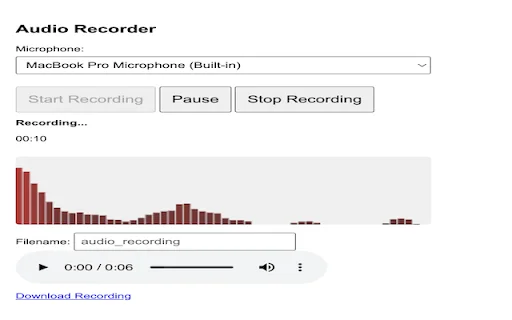 Audio Capture For Chrome डाउनलोड करें – मुफ्त ऑडियो रिकॉर्डिंग टूल - Screenshot 1