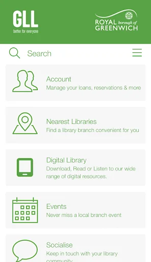 Royal Greenwich Libraries ऐप डाउनलोड करें – लाइब्रेरी एक्सेस - Screenshot 1