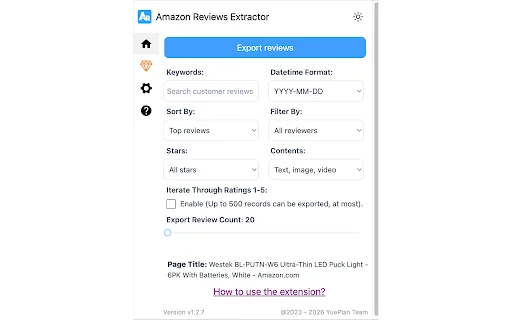 Amazon Reviews Extractor डाउनलोड करें – Amazon समीक्षाएँ CSV में सहेजें - Screenshot 2