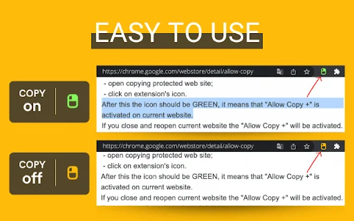 Allow Copy + डाउनलोड करें – वेब कॉपी सुरक्षा हटाएं और टेक्स्ट कॉपी करें - Screenshot 1