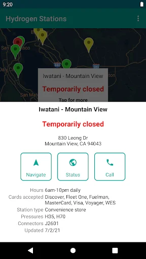 Hydrogen Stations USA डाउनलोड करें – हाइड्रोजन फ्यूल स्टेशन खोजें - Screenshot 6