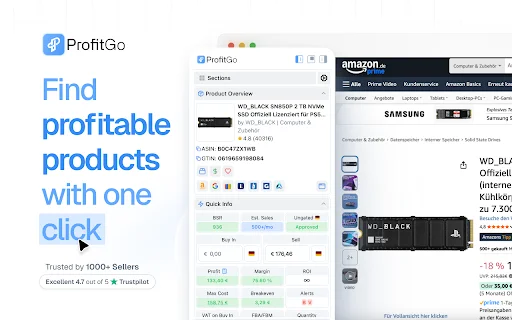 ProfitGo Amazon Sourcing Extension डाउनलोड करें – सटीक विश्लेषण - Screenshot 1