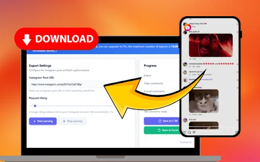 Instagram Comments Scraper डाउनलोड करें – IG Comment Export टूल - Screenshot 1