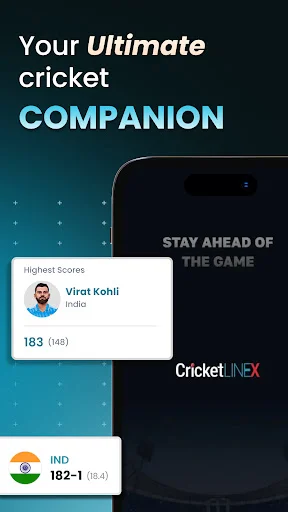Cricket LineX डाउनलोड करें – सबसे तेज़ लाइव क्रिकेट स्कोर और अपडेट - Screenshot 1
