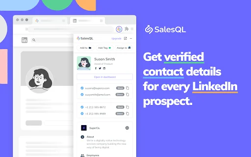 SalesQL डाउनलोड करें – LinkedIn से ईमेल और फोन नंबर खोजें - Screenshot 1