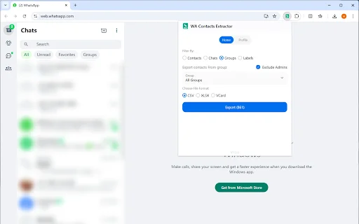 WhatsApp Contacts Export टूल डाउनलोड करें – ग्रुप नंबर सेव करें - Screenshot 1