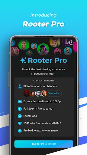 Rooter डाउनलोड करें – गेमिंग और ईस्पोर्ट्स लाइव स्ट्रीम के लिए बेहतरीन ऐप - Screenshot 1