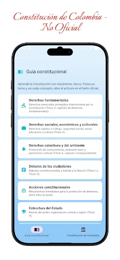 Constitución de Colombia डाउनलोड करें – कोलंबिया का संविधान ऐप - Screenshot 1