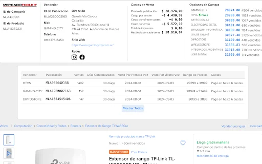 MercadoLibre के लिए AI टूल्स – कीमत इतिहास और सेलर डैशबोर्ड डाउनलोड करें - Screenshot 1