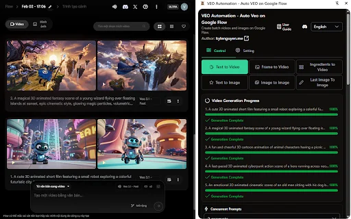 VEO Automation डाउनलोड करें – Google Flow पर AI वीडियो और इमेज बैच प्रोसेसिंग - Screenshot 1