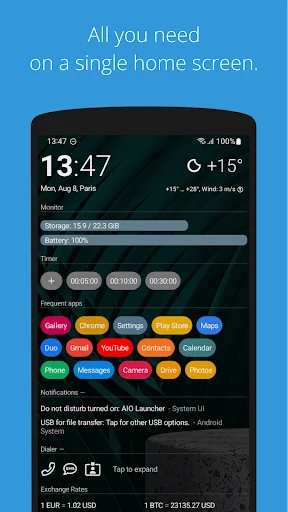 AIO Launcher डाउनलोड करें – सबसे तेज़ और कस्टमाइज़ेबल होम स्क्रीन - Screenshot 1