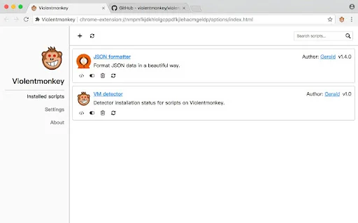 Violentmonkey BETA डाउनलोड करें – ब्राउज़र के लिए बेहतरीन यूजरस्क्रिप्ट मैनेजर - Screenshot 1