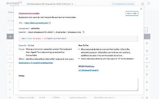 Evinced Flow Analyzer डाउनलोड करें – वेब एक्सेसिबिलिटी टेस्टिंग टूल - Screenshot 4