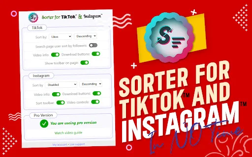 Feed Sorter for TikTok & Instagram: Reels को Sort और Download करें - Screenshot 1