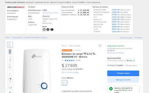 MercadoLibre के लिए AI टूल्स – कीमत इतिहास और सेलर डैशबोर्ड डाउनलोड करें - Screenshot 4