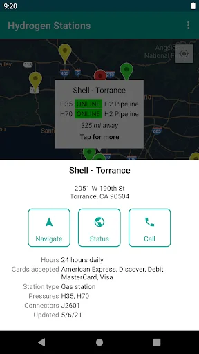 Hydrogen Stations USA डाउनलोड करें – हाइड्रोजन फ्यूल स्टेशन खोजें - Screenshot 3