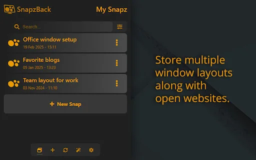 SnapzBack Layout Manager डाउनलोड करें – Chrome विंडो व्यवस्थित करें - Screenshot 1