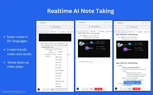 HoverNotes: YouTube और Udemy के लिए सर्वश्रेष्ठ AI वीडियो नोट-टेकिंग टूल - Screenshot 3