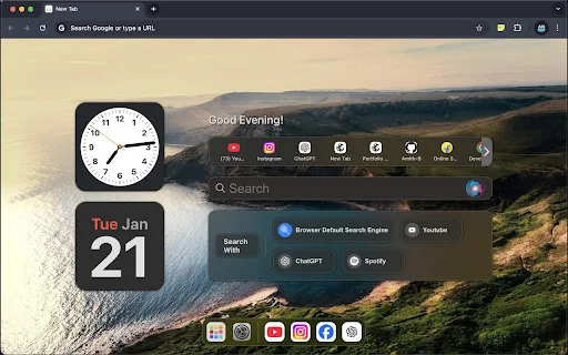 Mac New Tab डाउनलोड करें – macOS स्टाइल ब्राउज़र अनुभव - Screenshot 1