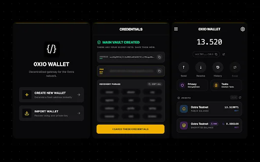 0xio Wallet डाउनलोड करें – Octra नेटवर्क के लिए सुरक्षित और निजी वॉलेट - Screenshot 1