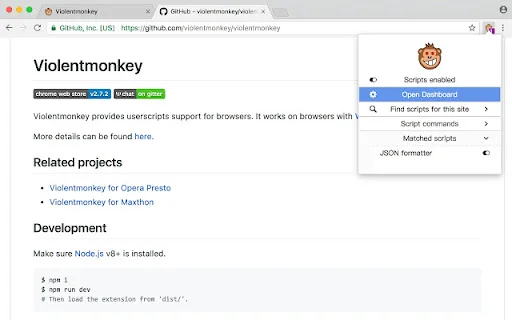Violentmonkey BETA डाउनलोड करें – ब्राउज़र के लिए बेहतरीन यूजरस्क्रिप्ट मैनेजर - Screenshot 2