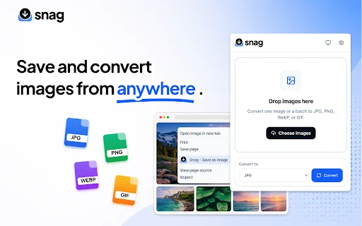 Snag: ब्राउज़र से इमेज सेव और कन्वर्ट करें – मुफ्त डाउनलोड - Screenshot 1