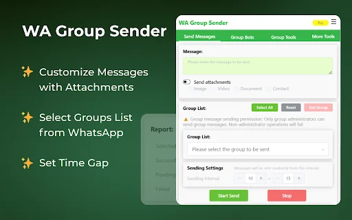 WAWebSender डाउनलोड करें – WhatsApp ग्रुप मैसेजिंग और मैनेजमेंट टूल - Screenshot 2