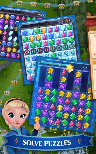 Disney Frozen Free Fall डाउनलोड करें – अरेंडेल की जादुई पहेली गेम - Screenshot 1