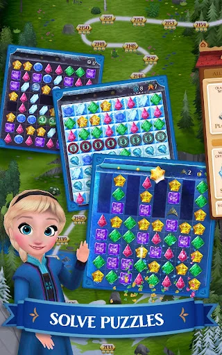 Disney Frozen Free Fall डाउनलोड करें – अरेंडेल की जादुई पहेली गेम - Screenshot 8